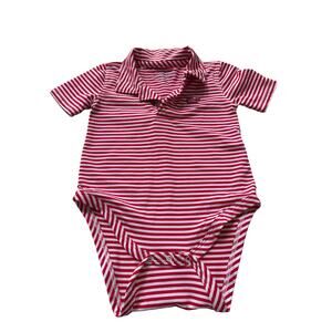 Vineyard Vines Baby's Red SS Winstead Stripe Polo One Piece Size 12-18 M
